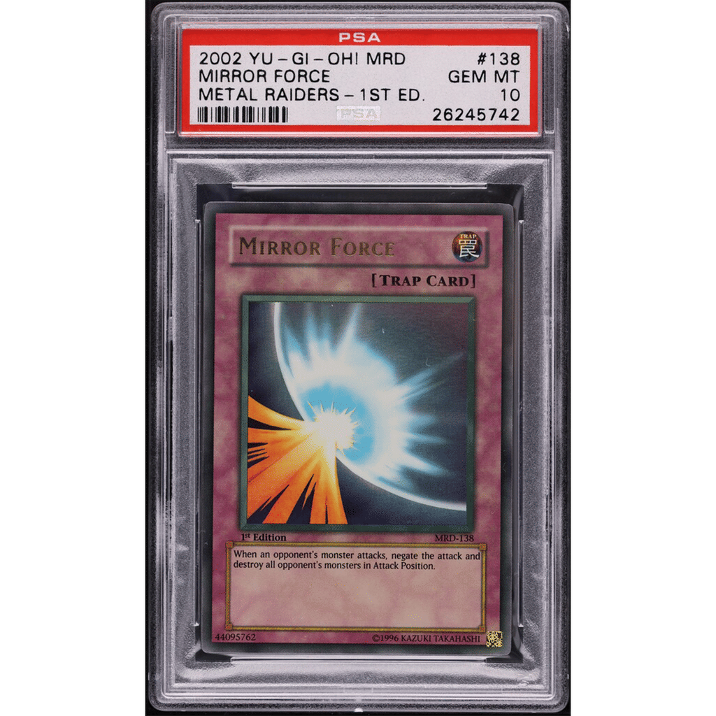 2002 Yu-Gi-Oh! Metal Raiders 1st Edition Mirror Force #MRD-138 PSA 10 GEM MINT