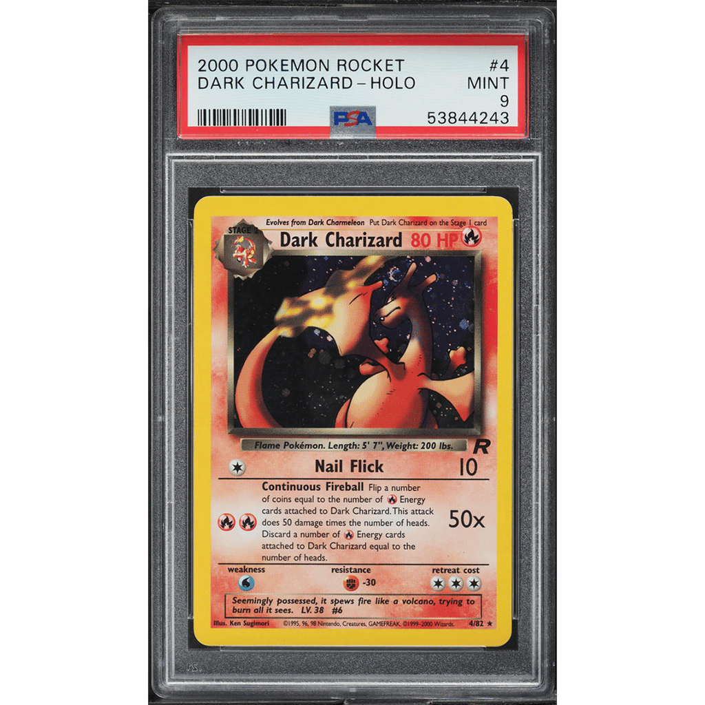 2000 Pokemon Team Rocket Holo Dark Charizard #4 PSA 9 MINT