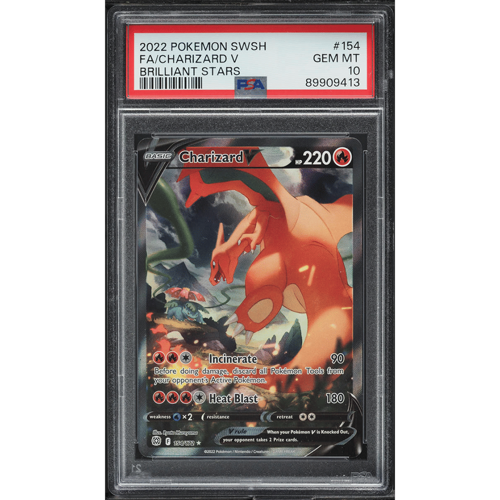 2022 Pokemon SWSH Brilliant Stars Full Art Charizard V #154 PSA 10 GEM MINT
