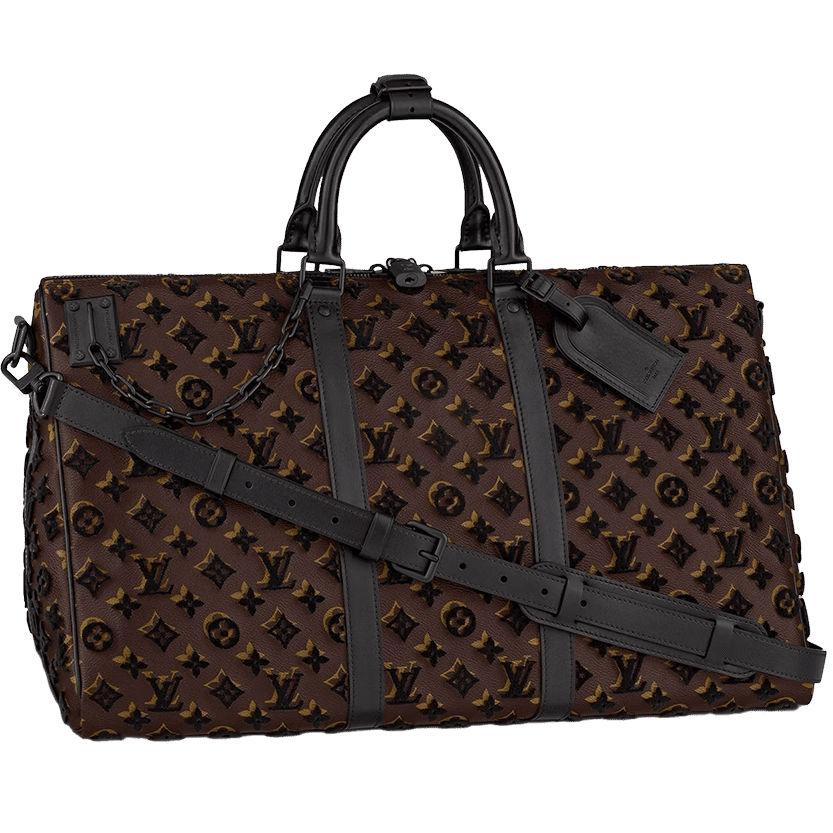 Louis Vuitton Keepall Triangle Bandouliere Monogram Tuffetage 50 Black