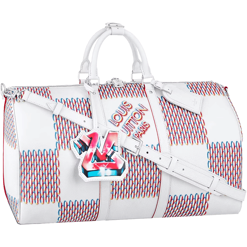 Louis Vuitton Keepall 50B White Damier Spray