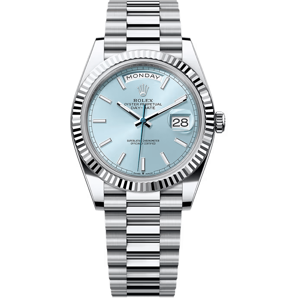 Rolex Day-Date Platinum Ice Blue Index Dial 40mm