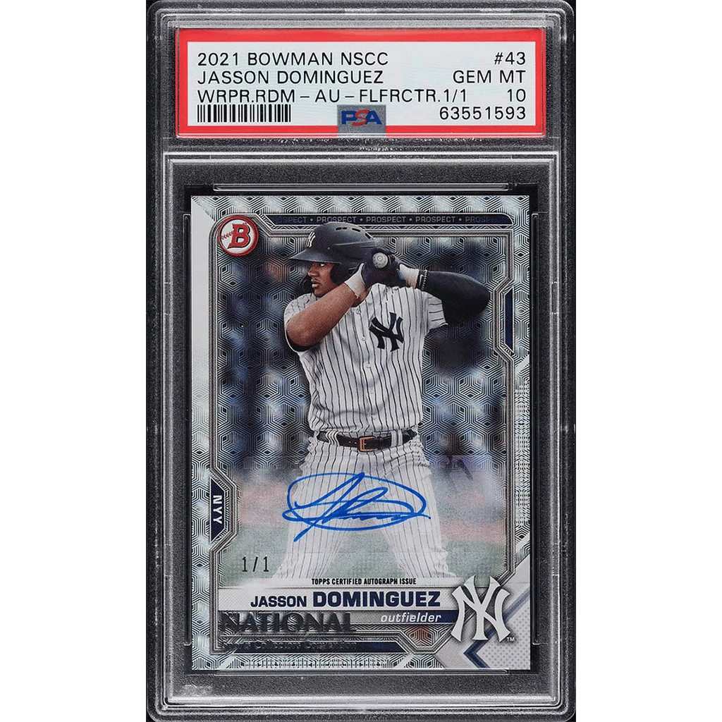 2021 Bowman NSCC Wrapper Foilfractor Jasson Dominguez ROOKIE AUTO 1/1 #43 PSA 10