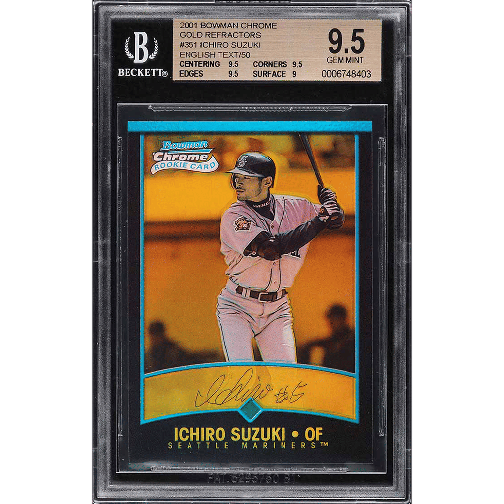 2001 Bowman Chrome English Gold Refractor Ichiro Suzuki ROOKIE /99 #351 BGS 9.5