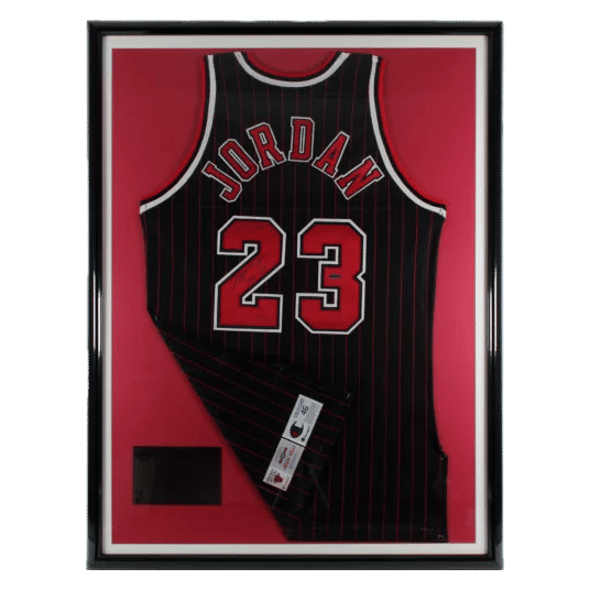 Bulls Michael Jordan “72-10” Signed Black Champion Framed Jersey UDA #bad00565 Collectible Memorabilia
