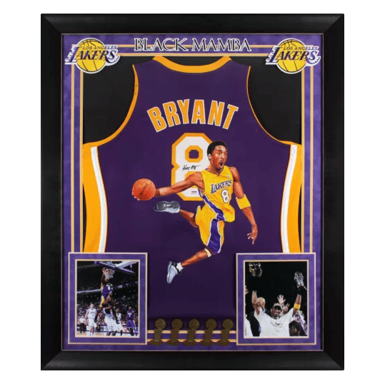 Lakers Kobe Bryant Signed William Zavala Hand Painted M&N Framed Jersey PSA
