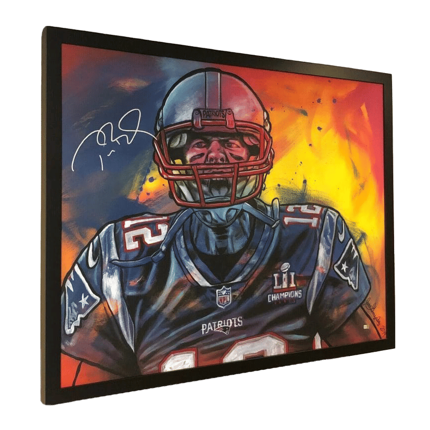 Tom Brady Autographed Patriots Original Artwork Hand Painted Canvas TriStar COA Collectible Memorabilia