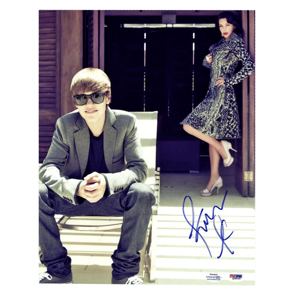 Kim Kardashian Autographed Signed 11x14 Photo with Justin Bieber ACOA PSA