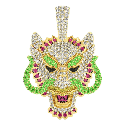 Dragon Diamond Pendant 14k Solid Gold 3.75ctw