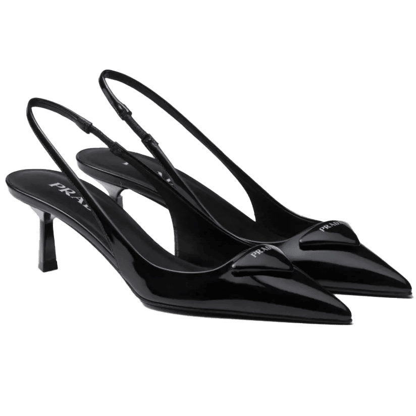 Prada 55mm patent-leather slingback pumps