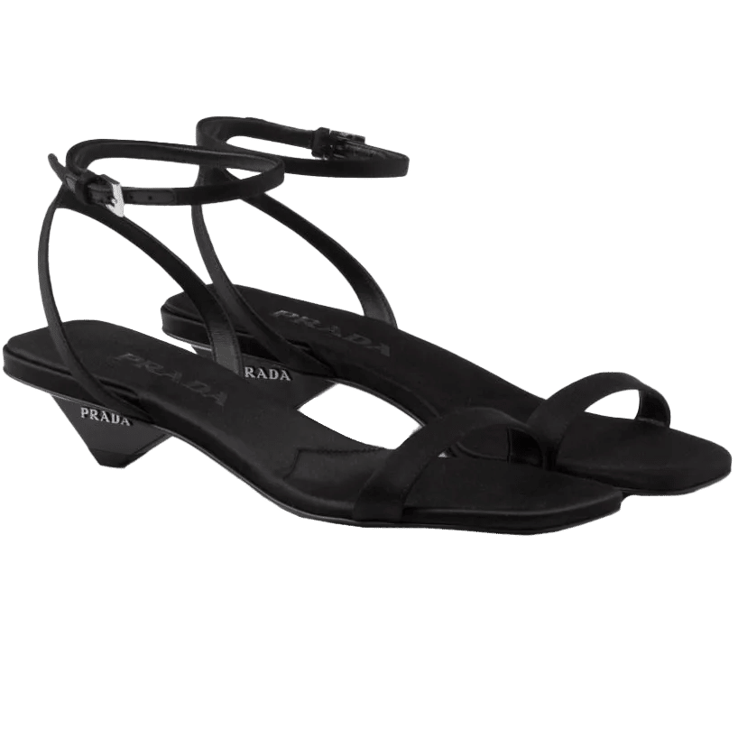 Prada 35mm triangle-heel satin sandals