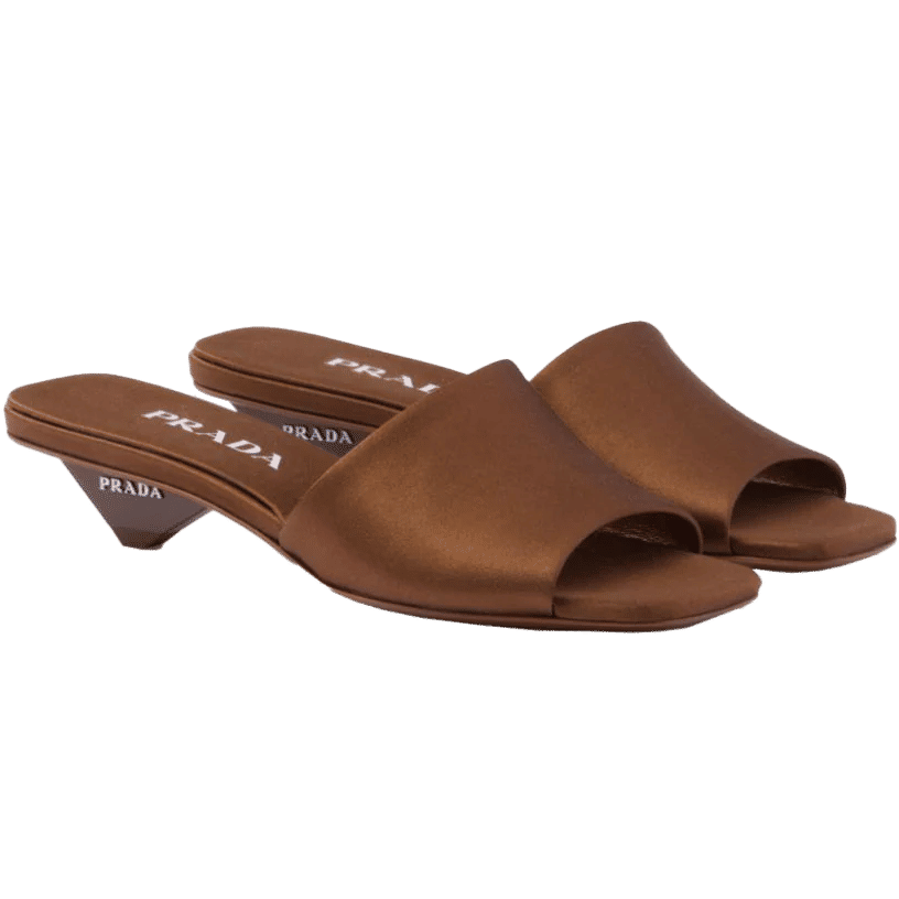 Prada 35mm triangle-heel satin mules
