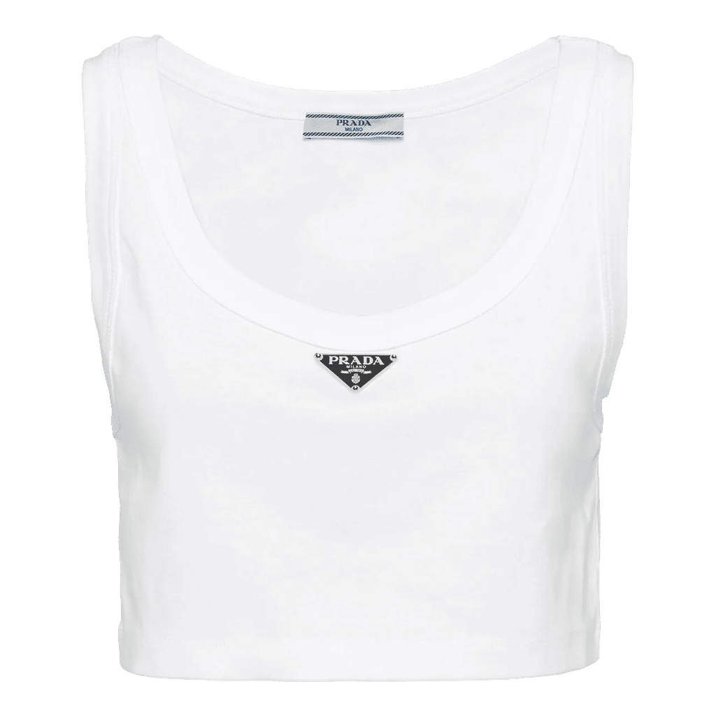 Prada triangle-logo crop top