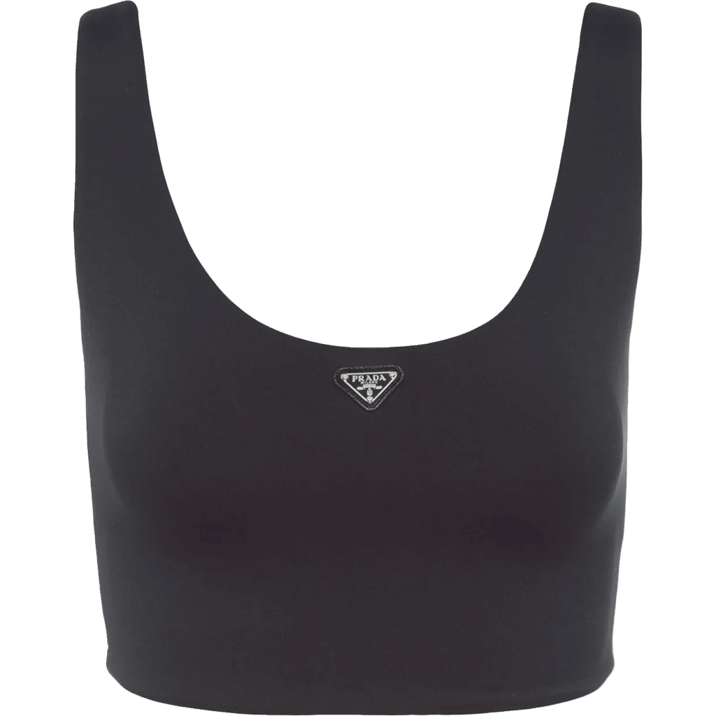 Prada triangle-logo jersey crop top
