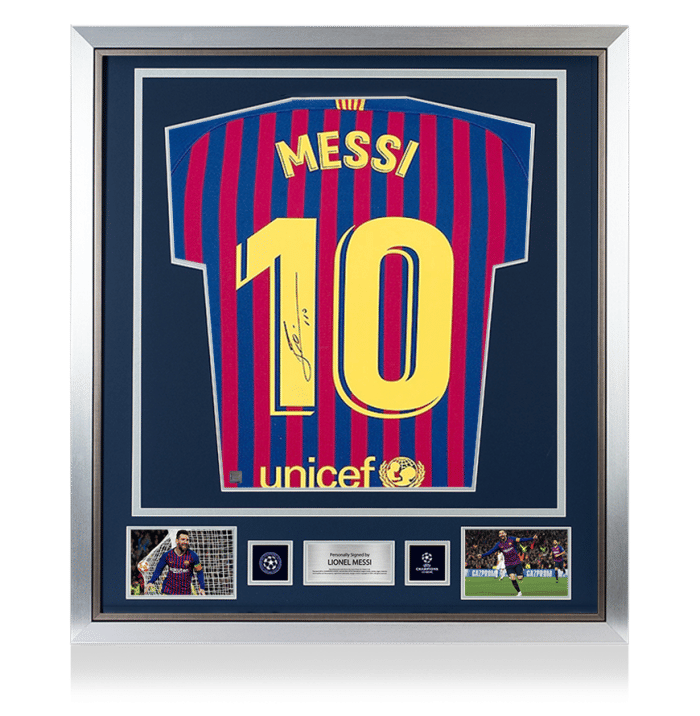 Lionel Messi Official UEFA Champions League Back Signed