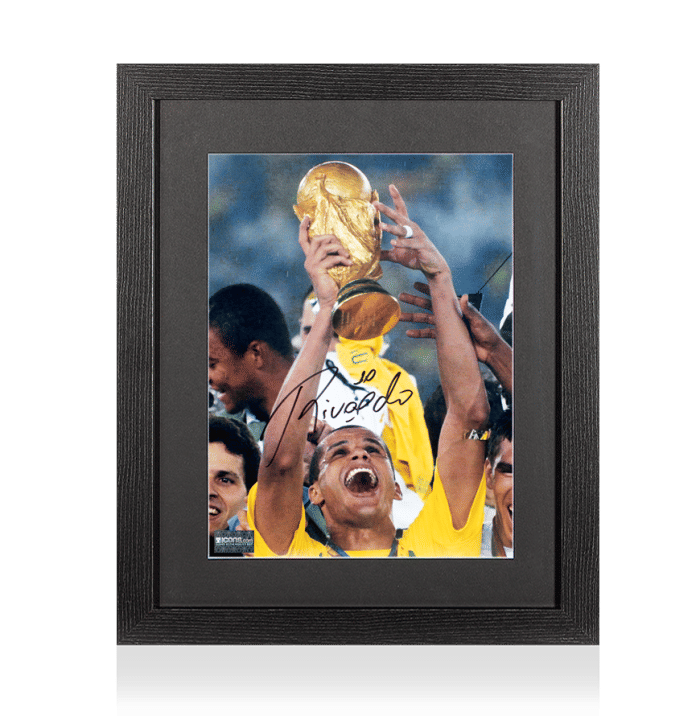 Rivaldo Signed Brazil Photo In Black Wooden Frame: 2002 FIFA World Cup Winner