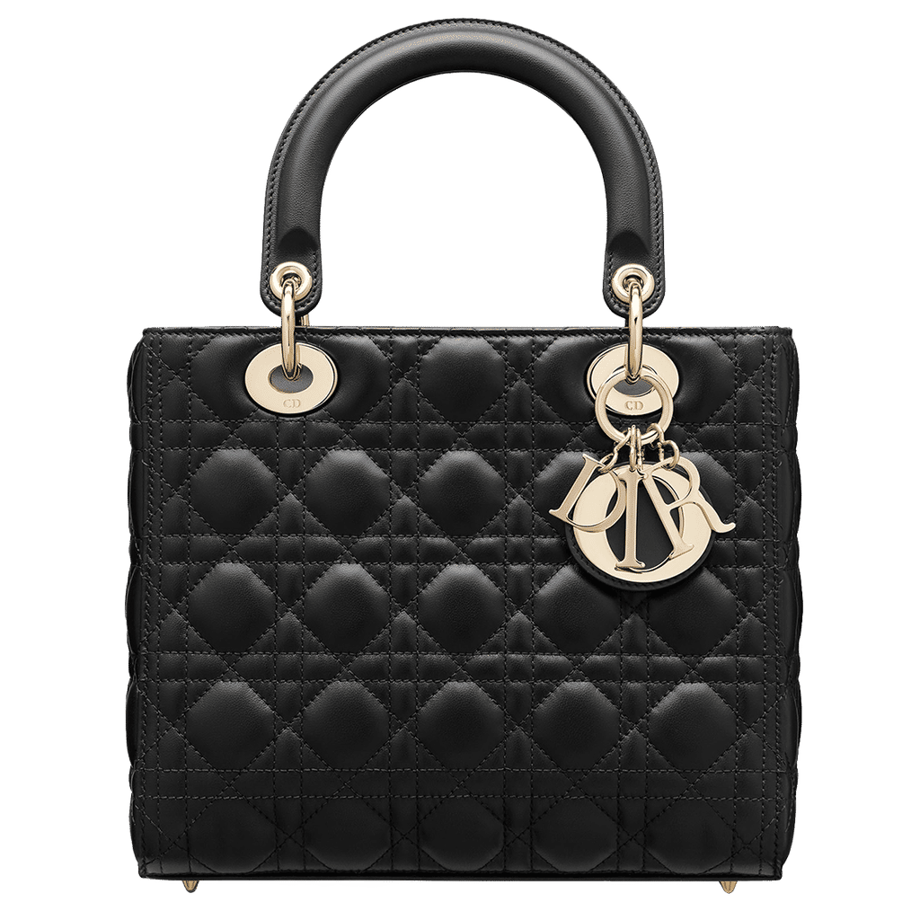 Lady Dior Bag Cannage Lambskin Medium Black