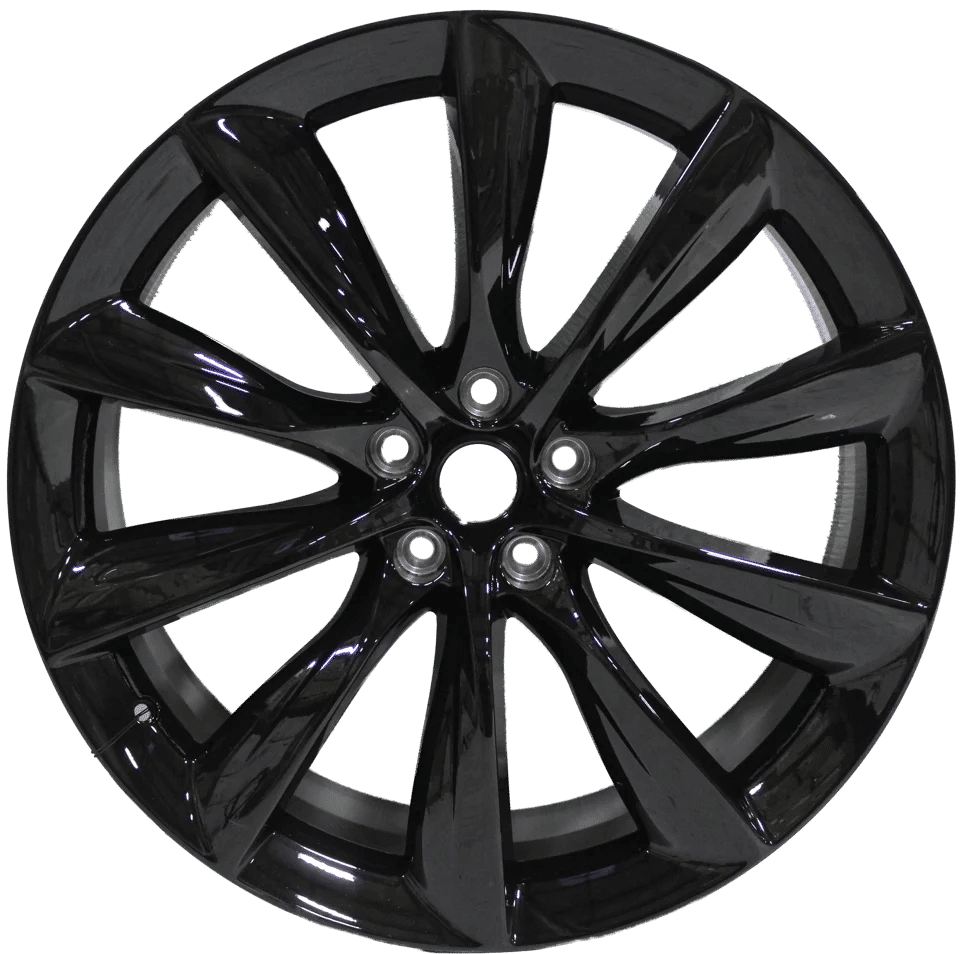 22" Tesla Model S Model X Gloss Black Twist Spoke Style Staggered Wheels