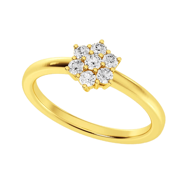 Flower Diamond Ring 14k Solid Gold 0.25ctw