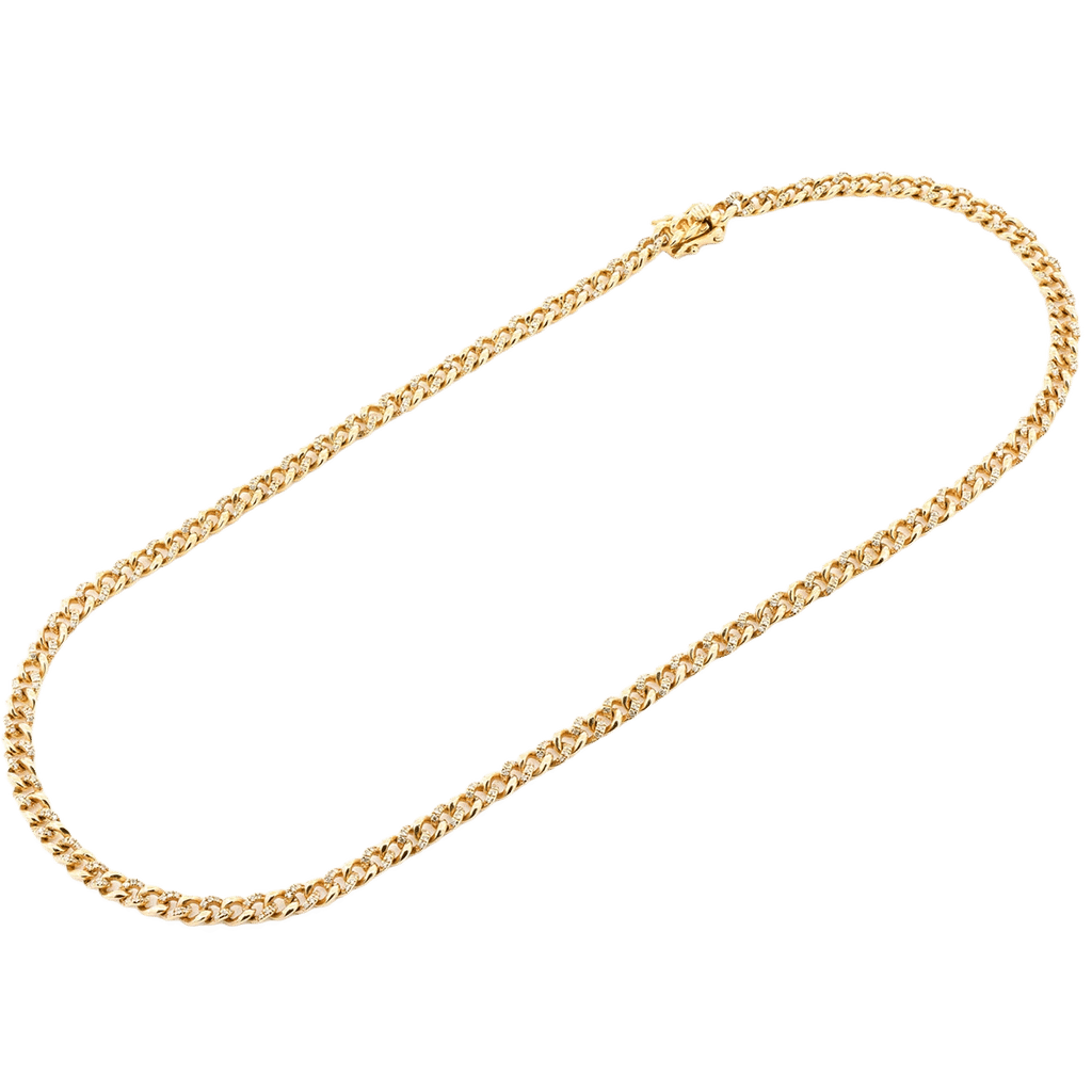 5mm Miami Cuban Half Link Diamond Necklace 14k Solid Gold 1.50ctw