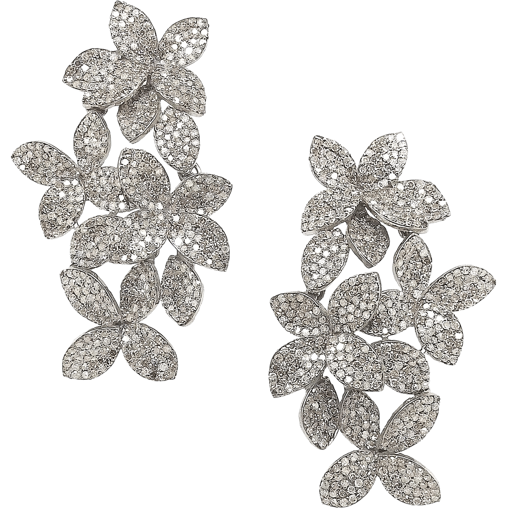 Nina Gilin 14K Yellow Gold & Black Rhodium Silver Diamond Floral Earrings