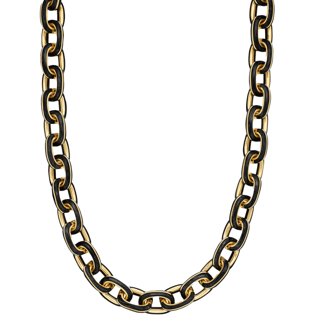 David Yurman Streamline® Oval Link Necklace 18K Yellow Gold with Forged Carbon, 11mm