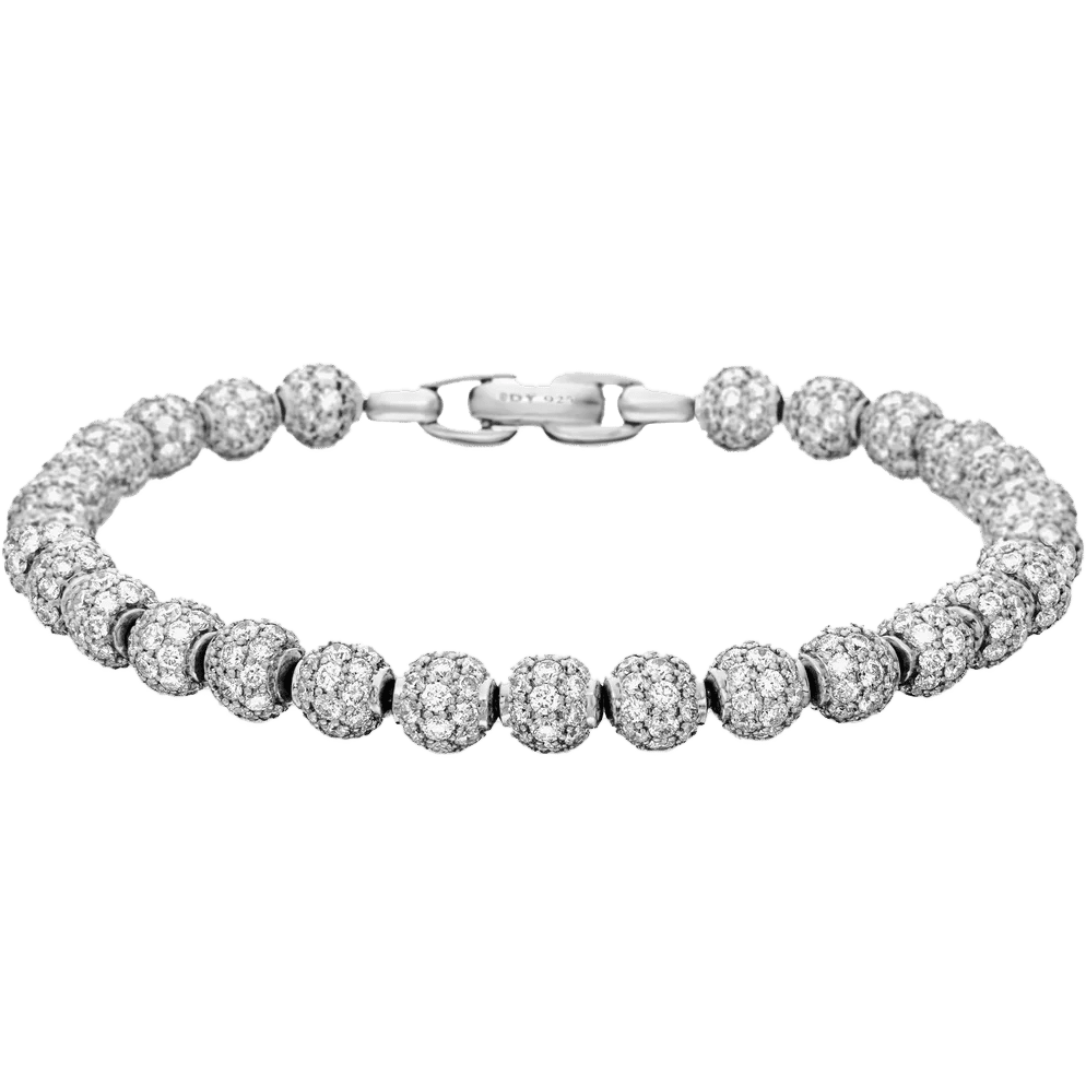 David Yurman Spiritual Beads Bracelet Sterling Silver with Pavé Diamonds, 6mm
