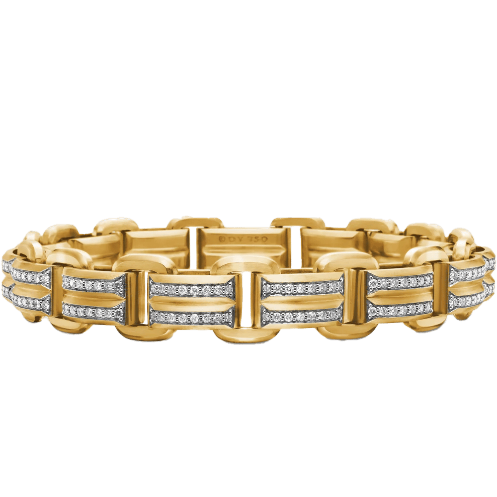 David Yurman Streamline® Link Bracelet 18K Yellow Gold with Diamonds, 7.5mm
