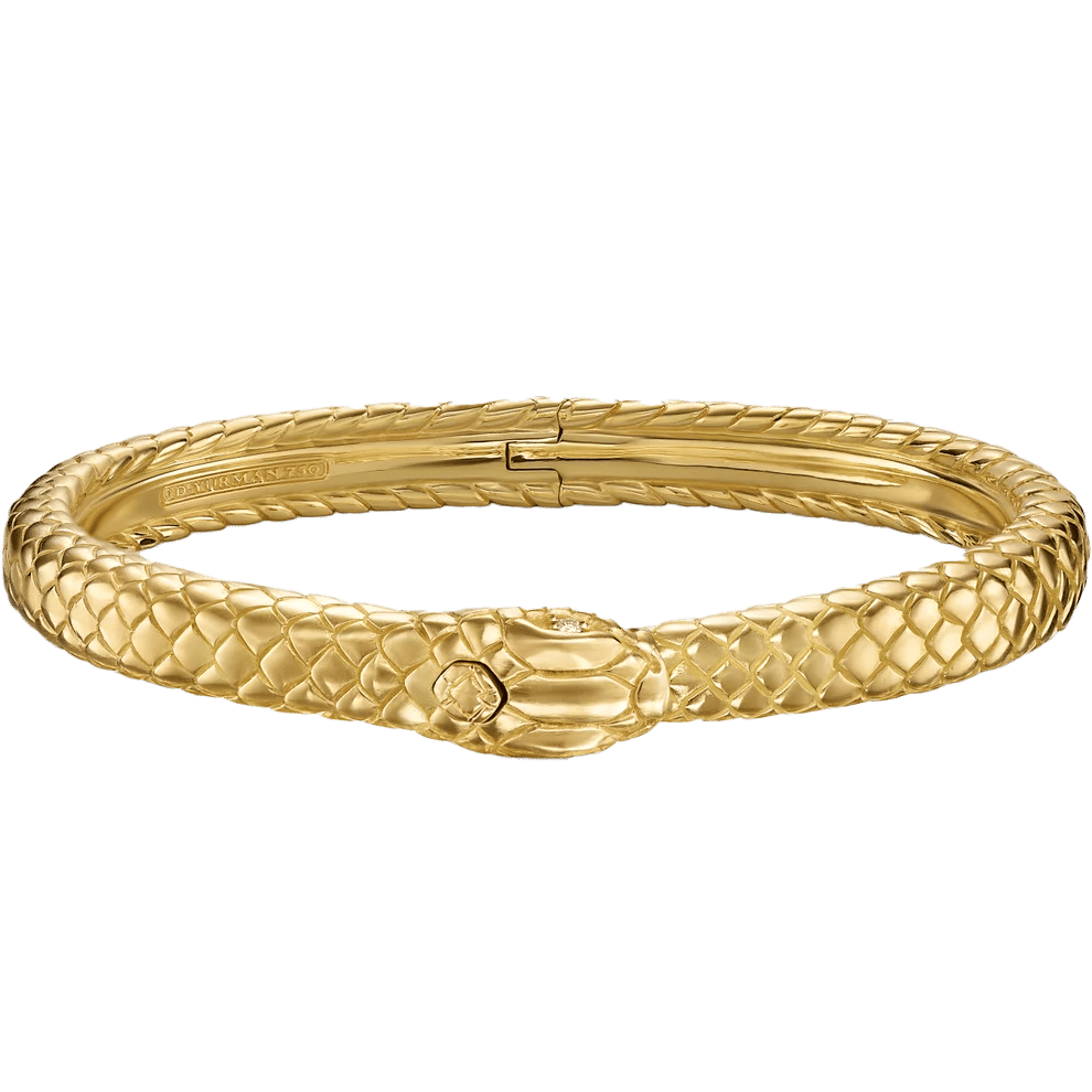 David Yurman Ouroboros Bracelet 18K Yellow Gold with Diamonds, 8mm