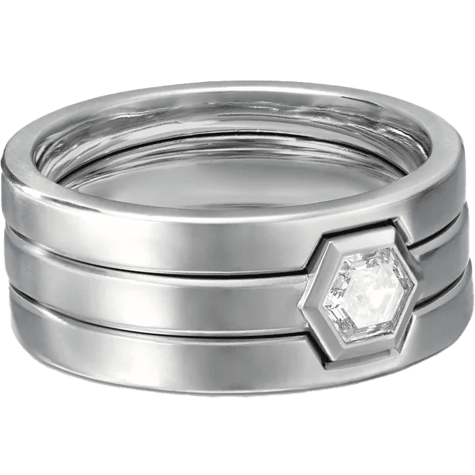 David Yurman Nesting Band Ring Platinum with Center Diamond, 10mm