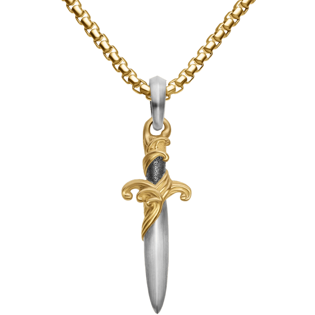 David Yurman Waves Dagger Amulet Sterling Silver with 18K Yellow Gold, 31mm