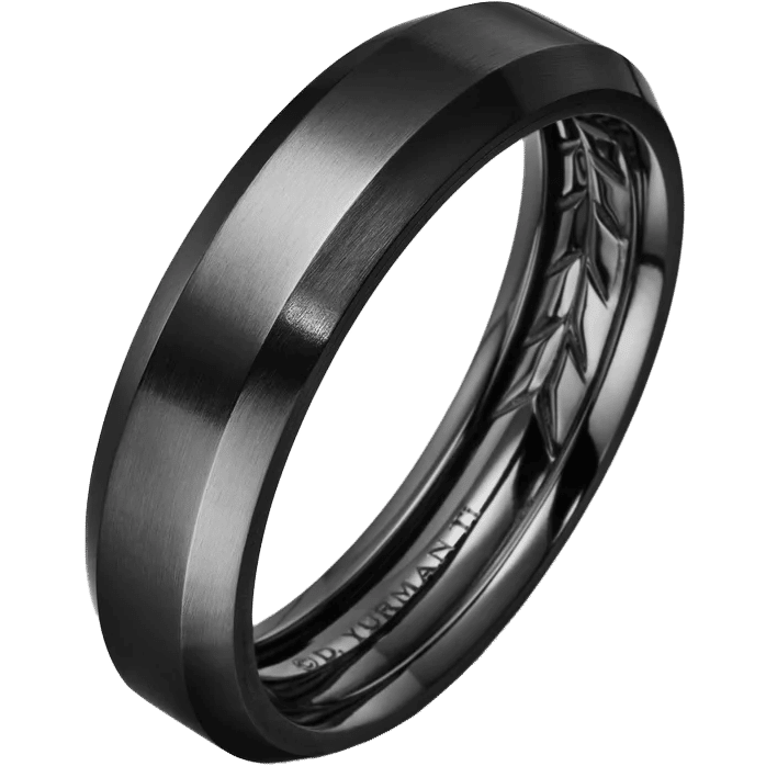 David Yurman Beveled Band Ring Black Titanium, 6mm