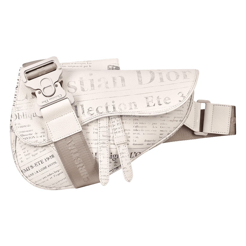 Dior x Daniel Arsham Saddle Bag Newspaper Print Calfskin White