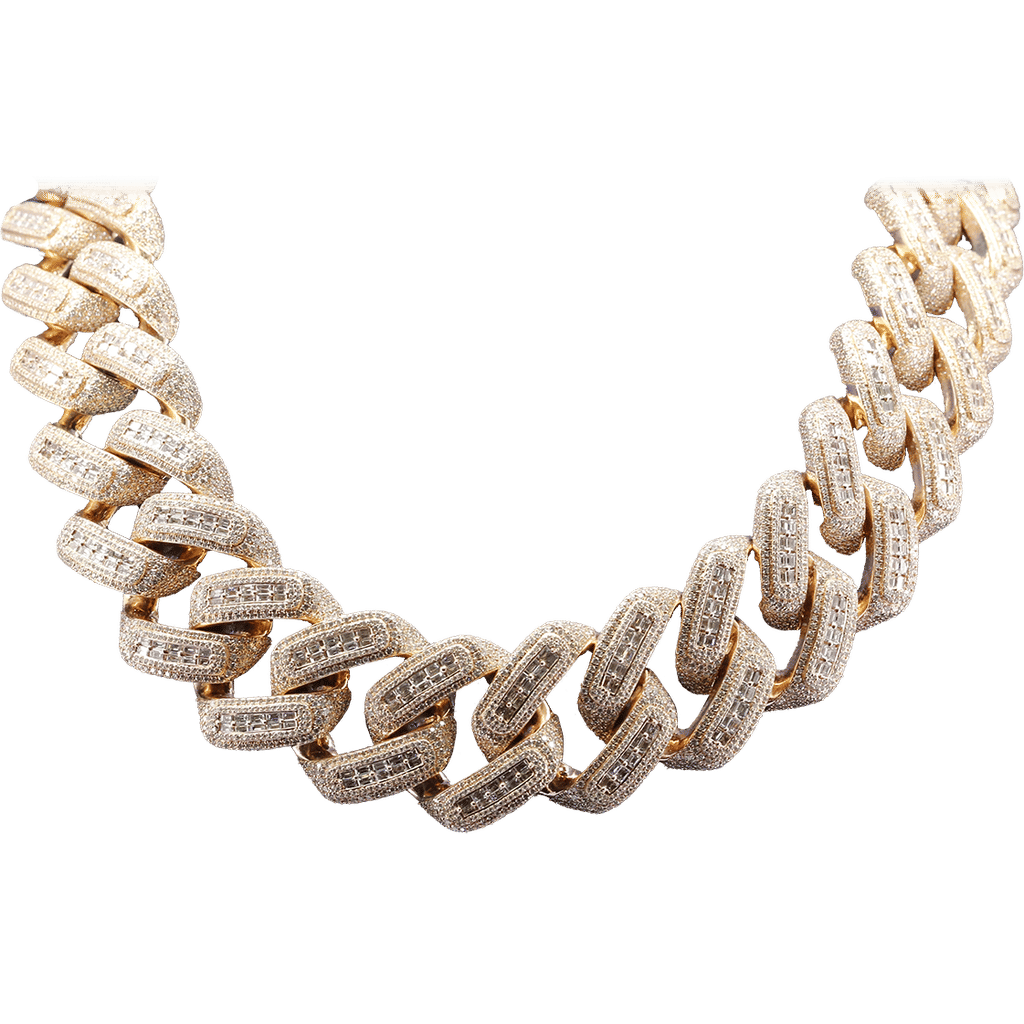Moissanite Hip Hop Miami Cuban Chain 22" 18k Gold
