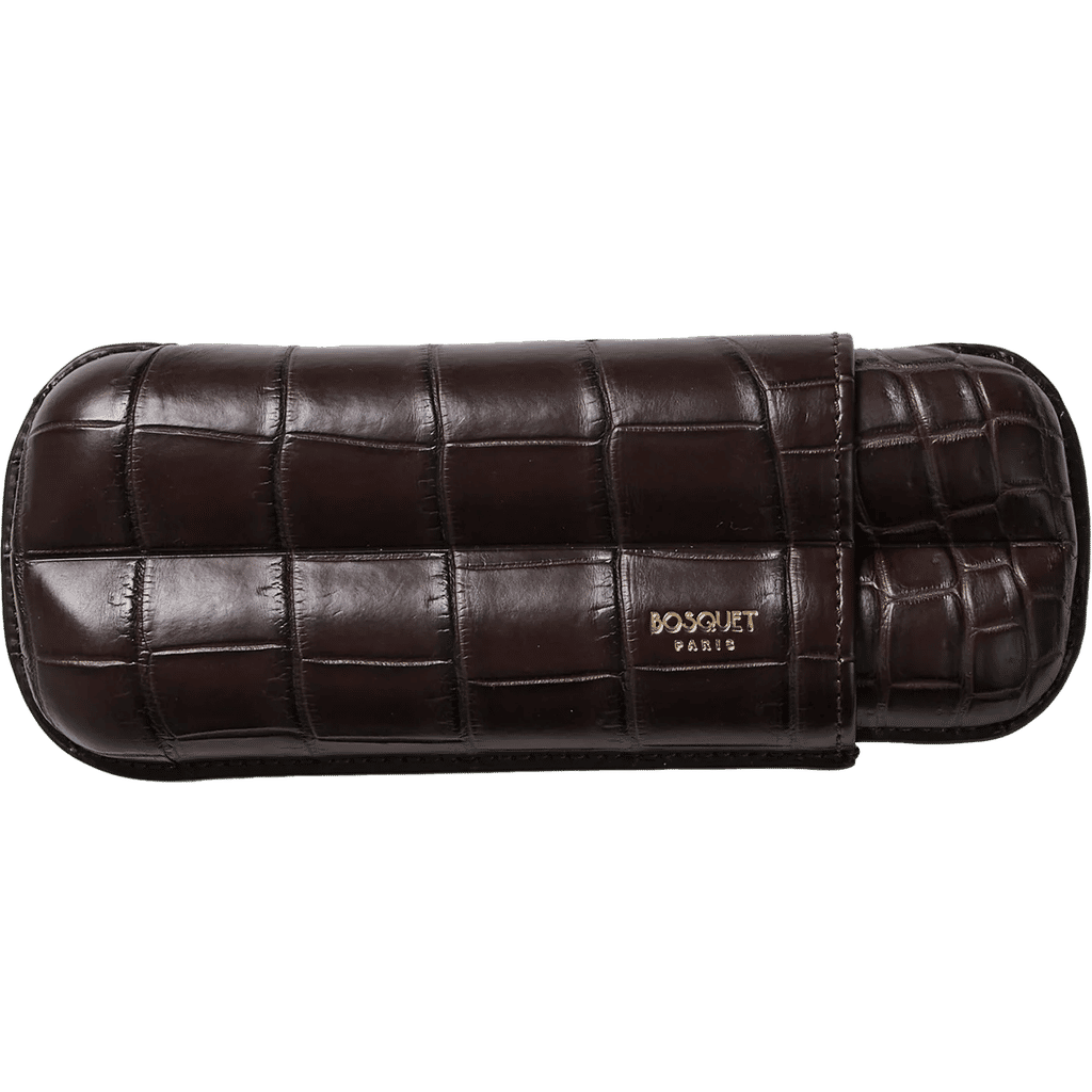 Bosquet Crocodile Cigar Case, Dark Brown