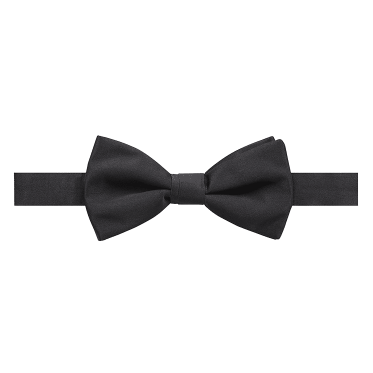 Straight Edge Bow Tie Black Silk