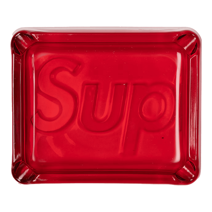 Supreme Debossed Glass Ashtray Red