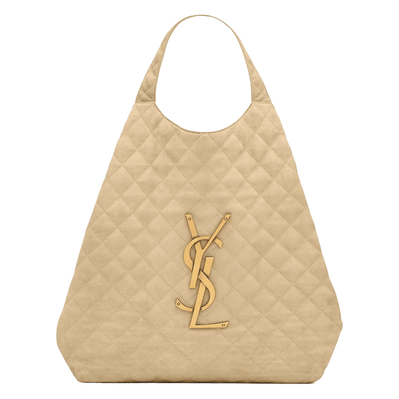 Saint Laurent Icare Maxi Shopping Bag Quilted Nubuck Suede Beige