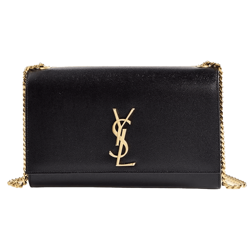 Saint Laurent Kate Medium Chain Bag Grain De Poudre Textured Calfskin Leather Gold-tone Black