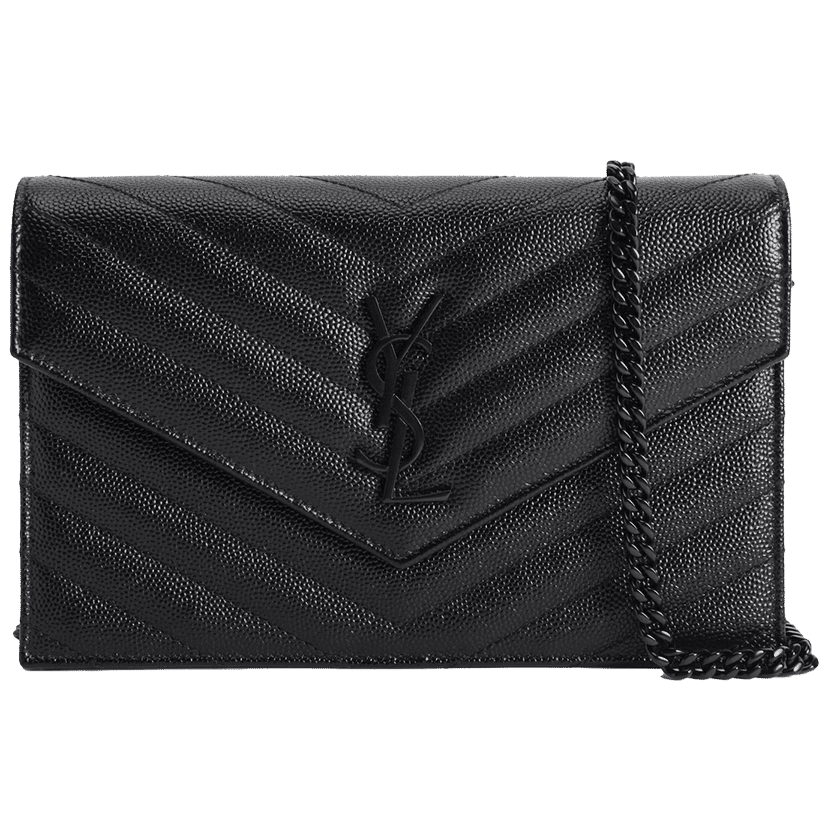 Saint Laurent Envelope Chain Wallet Grain De Poudre Black