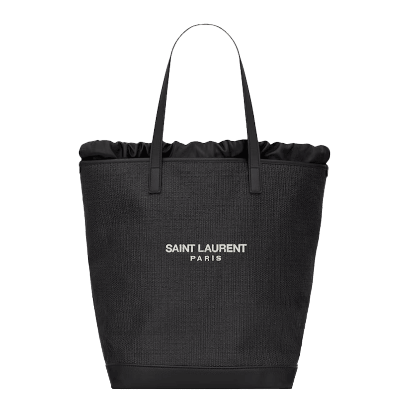 Saint Laurent Teddy Shopping Bag Raffia Black