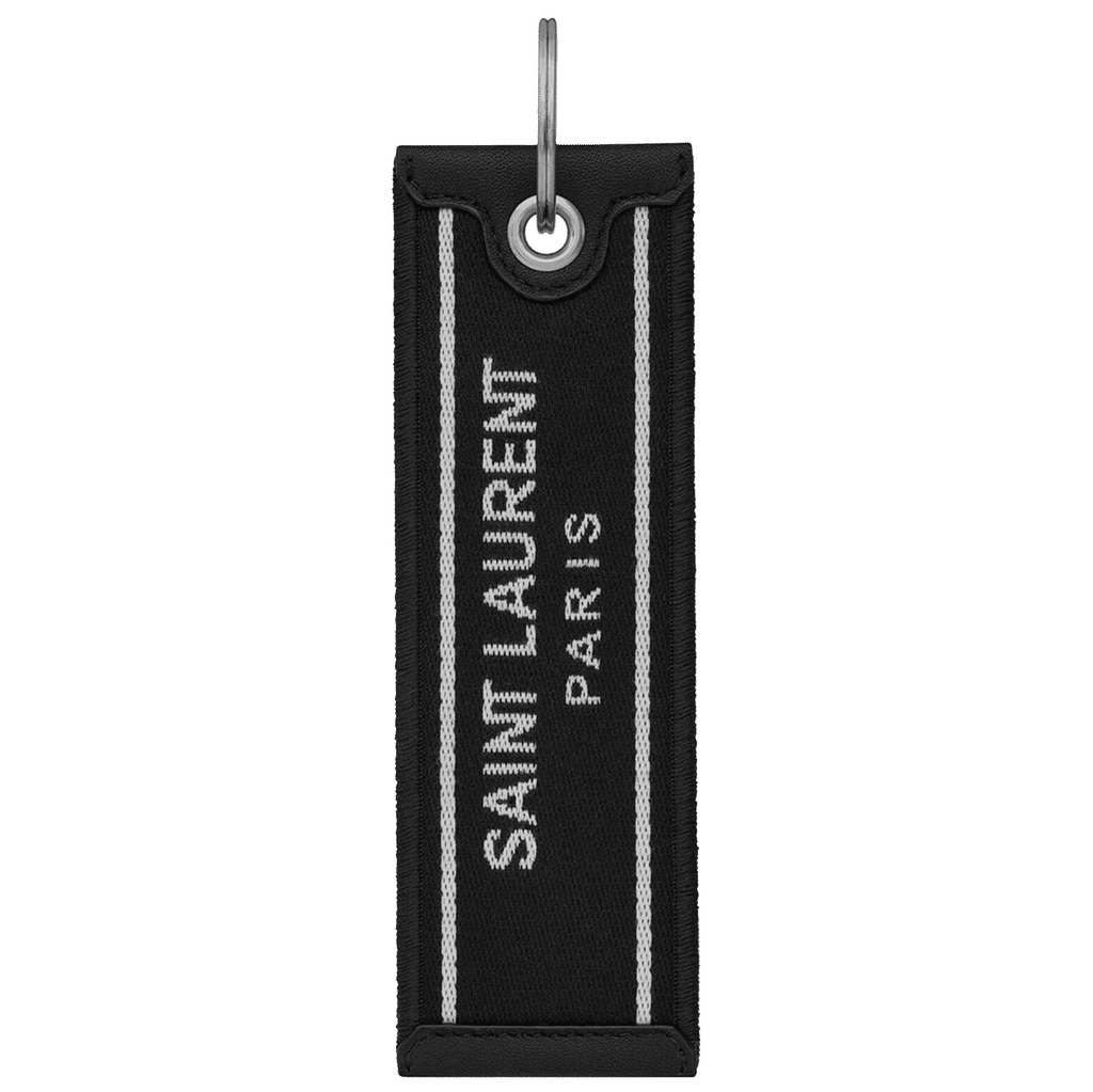 Saint Laurent woven-logo tag keyring
