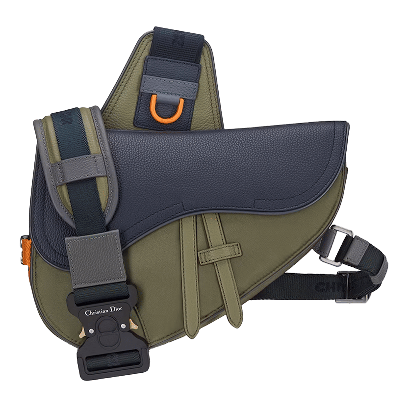 Dior x Sacai Saddle Bag Olive/Navy Blue