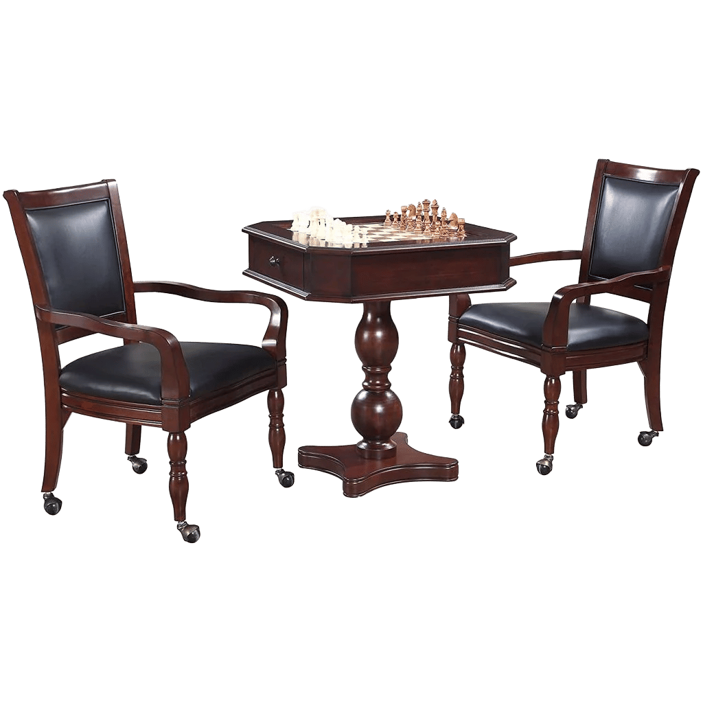  Fortress Chess, Checkers & Backgammon Pedestal Game Table & Chairs Set