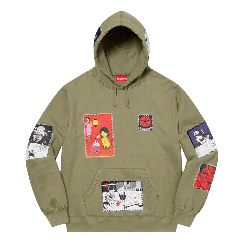 Supreme Hooded Sweatshirt Toshio Saeki Light Olive