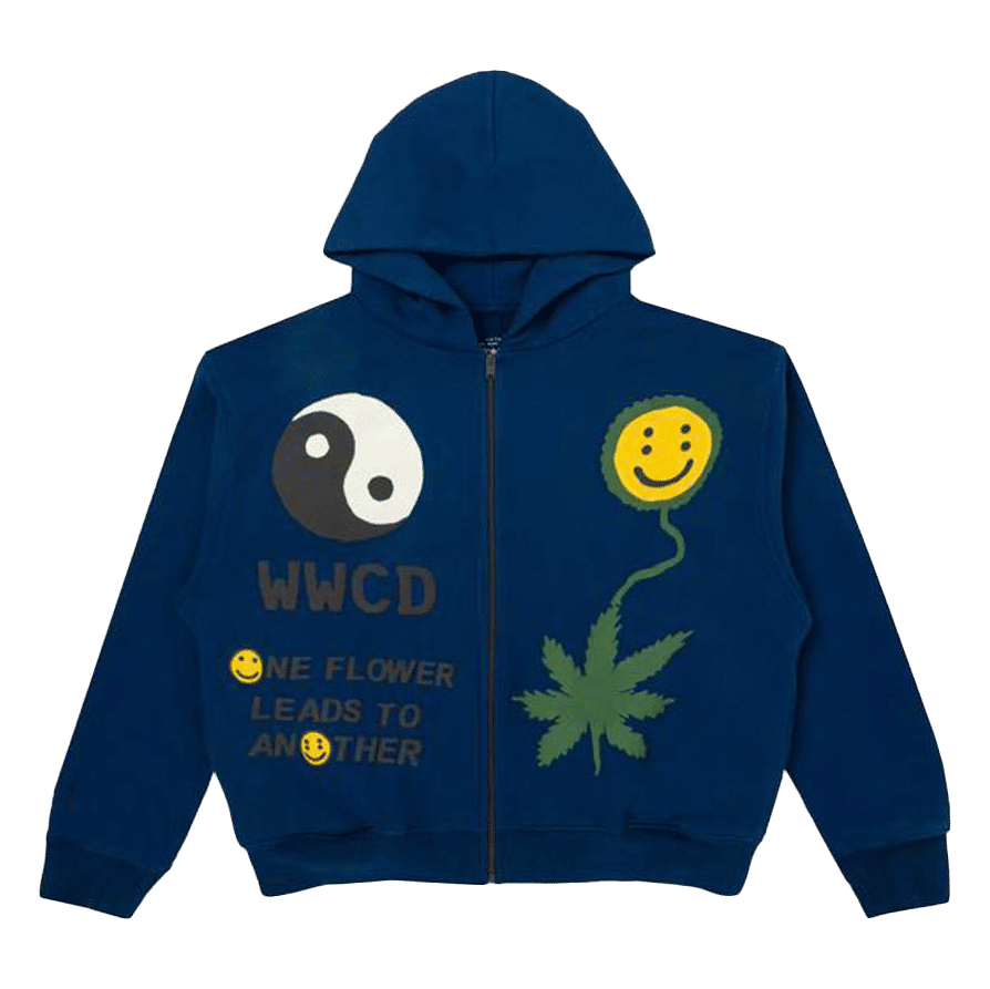 Cactus Plant Flea Market Earth First Zip Hooded Sweatshirt Blue