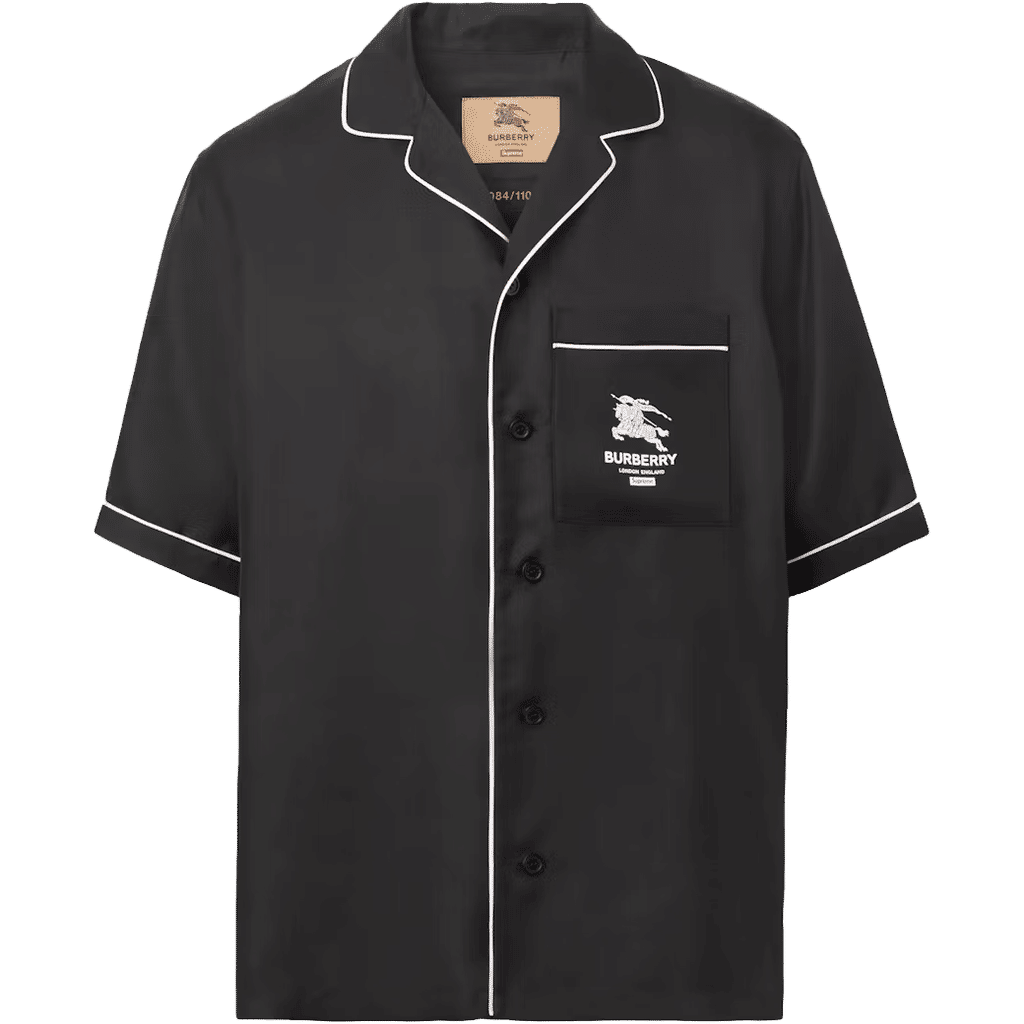 Supreme Burberry Icon Silk Pajama Shirt Black