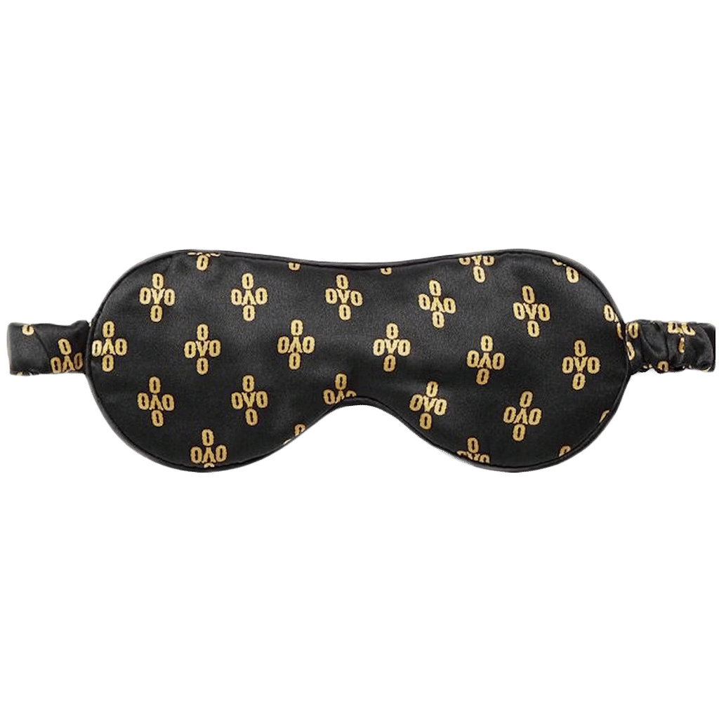OVO Womens Monogram Silk Sleep Mask Black