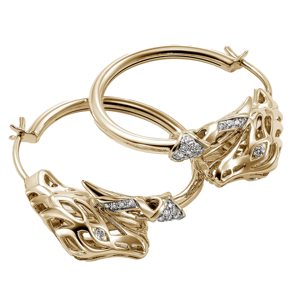 John Hardy 14kt yellow gold Naga hoop earrings