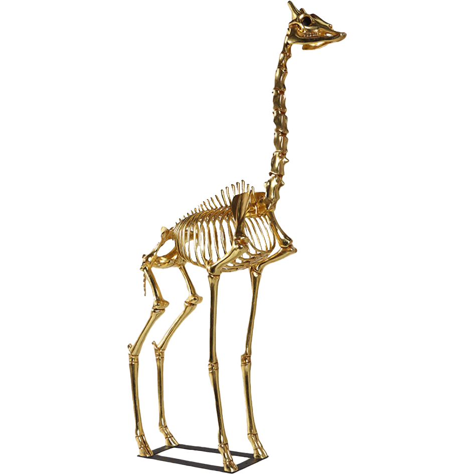 Gold Giraffe Skeleton Life Size Statue